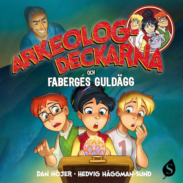 Omslag till ljudboken Arkeologdeckarna och Fabergés guldägg