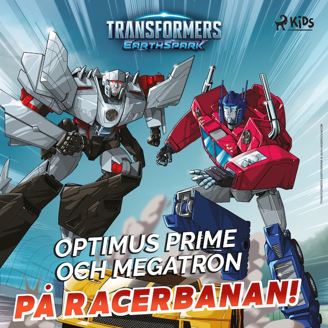 Omslag: Optimus Prime och Megatron på racerbanan!